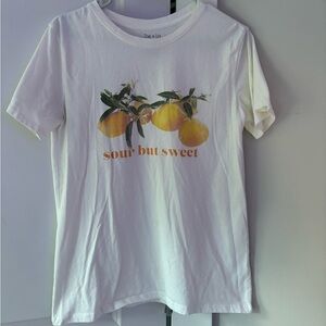 Zoe + Liv White Tee with Orange Citrus Print